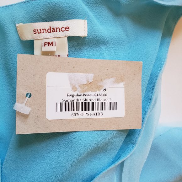 NWT Sundance 100% silk baby blue top, Size PM. - Picture 4 of 12